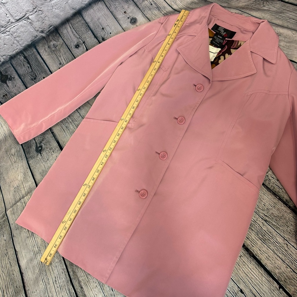 SM2 Vintage NWT Pink Trench Coat Button Down Collared Retro Inspired Size 18/20 - Picture 6 of 10